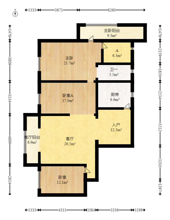 财富港湾(绿领大厦) 3室2厅2卫 86.0万 财富港湾(绿领大厦) 3室2厅2卫 86.0万户型图