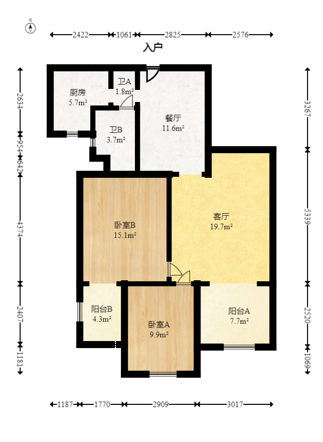 清溪川九号  2室2厅1卫   115.00万室内图1