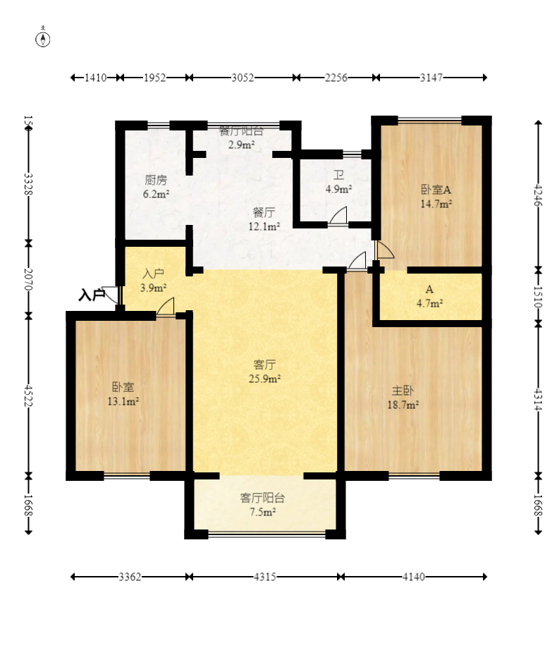山水人家一二期 3室2厅2卫 75.0万 山水人家一二期 3室2厅2卫 75.0万户型图