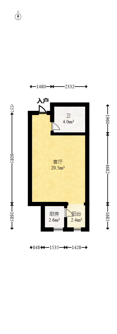 未来漫城 1室1厅1卫 40.0万 未来漫城 1室1厅1卫 40.0万户型图