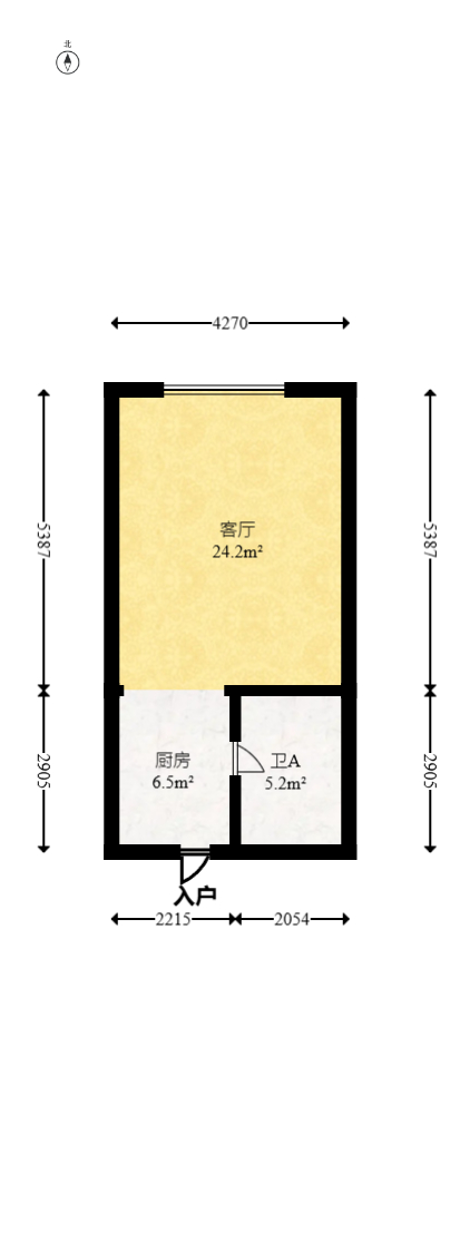 恒大上林苑  1室1厅1卫   34.00万室内图1