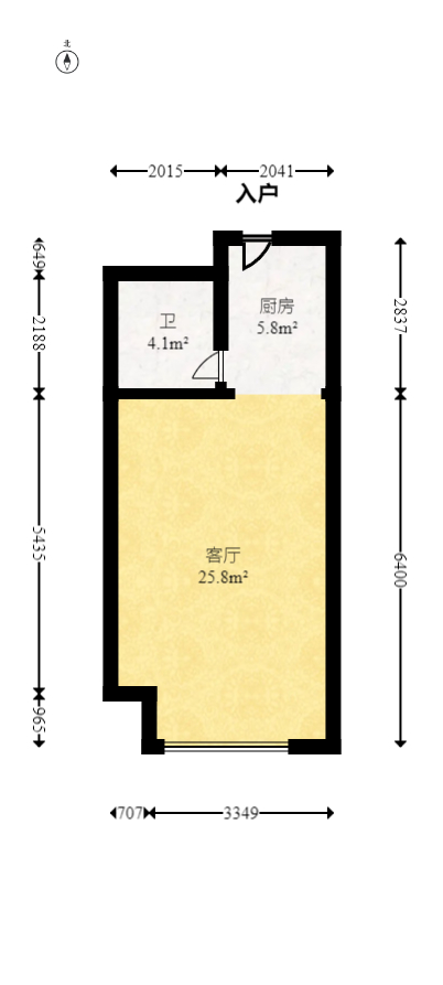 金茂梅溪湖  1室1厅1卫   40.80万室内图1