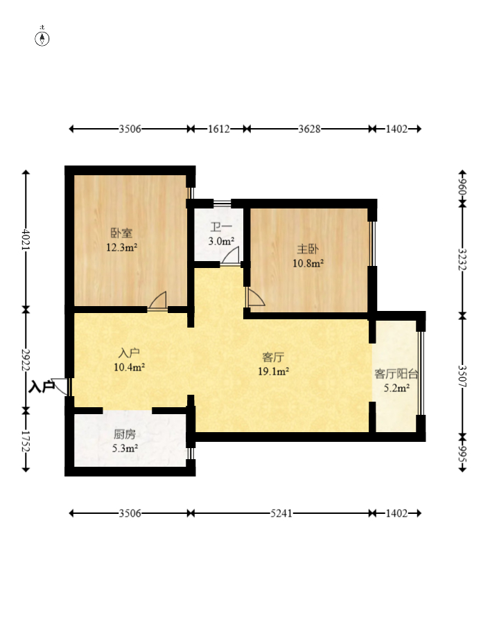 时代星城  2室2厅1卫   52.00万室内图1