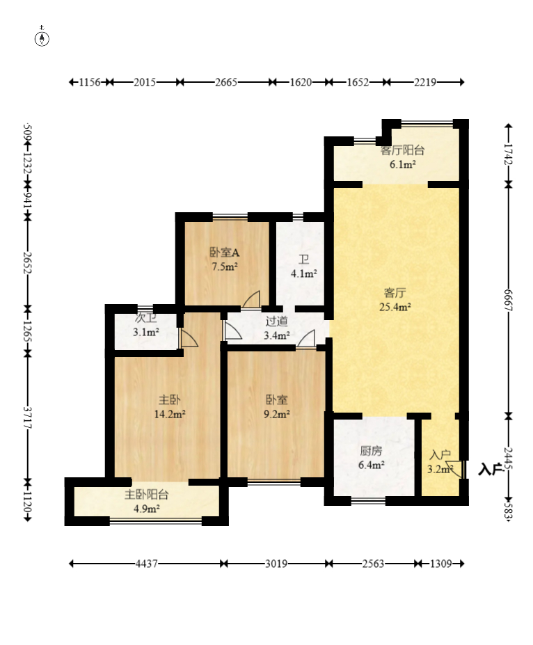 旺德府恺悦国际  3室2厅2卫    82.0万 旺德府恺悦国际  3室2厅2卫    82.0万户型图