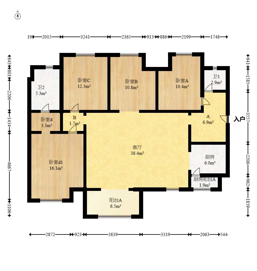万科金域华府三四期  4室2厅1卫   155.00万室内图1