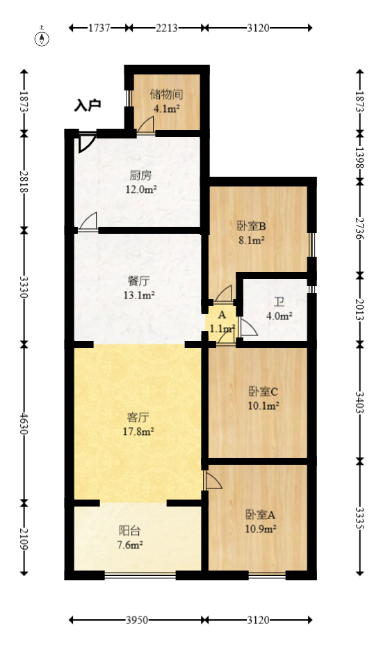 五矿紫湖香醍 3室2厅1卫 55.00万 五矿紫湖香醍 3室2厅1卫 55.00万户型图