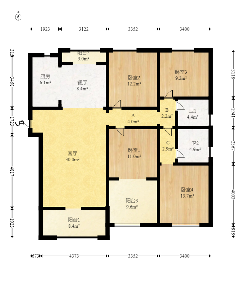 阳光城尚东湾嘉林苑  4室2厅2卫    118.0万 阳光城尚东湾嘉林苑  4室2厅2卫    118.0万户型图