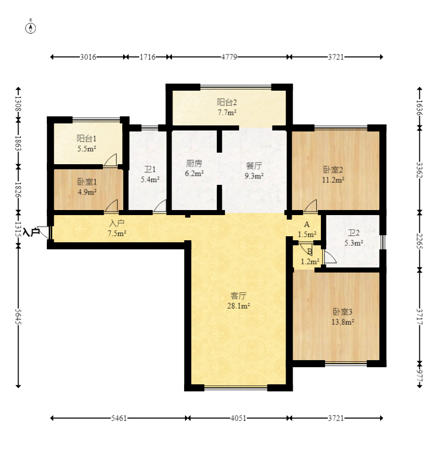 阳光城尚东湾青云苑 3室2厅2卫 93.0万 阳光城尚东湾青云苑 3室2厅2卫 93.0万户型图