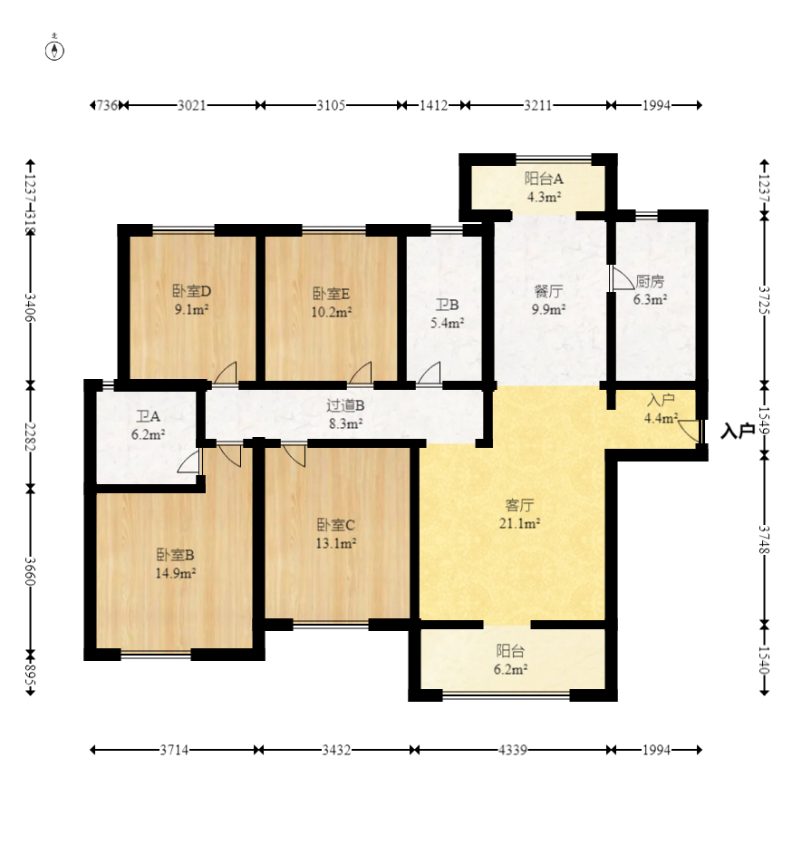 中建嘉和城凤凰台（中建瑞兴家园）  4室2厅2卫   138.00万室内图1