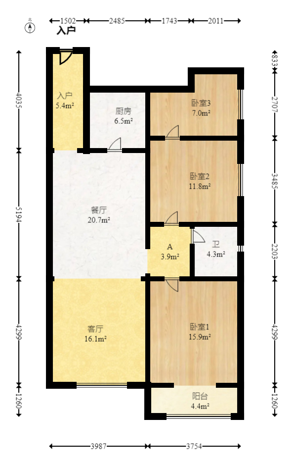 华银南苑融域  2室2厅1卫   119.90万室内图1