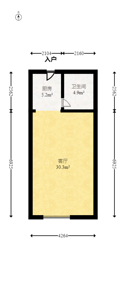 新世界广场  1室1厅1卫   48.00万室内图1