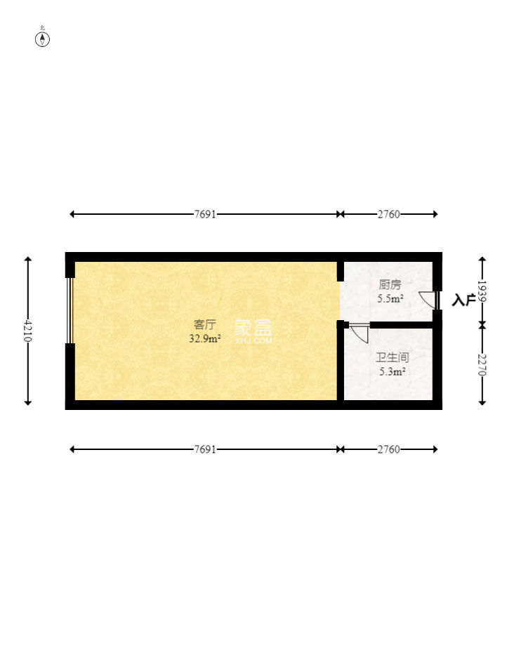 美林美寓  1室1厅1卫   58.00万