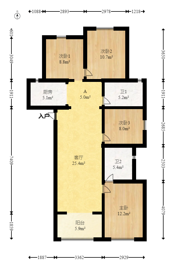 MOMA当代广场  4室2厅1卫    82.0万 MOMA当代广场  4室2厅1卫    82.0万户型图