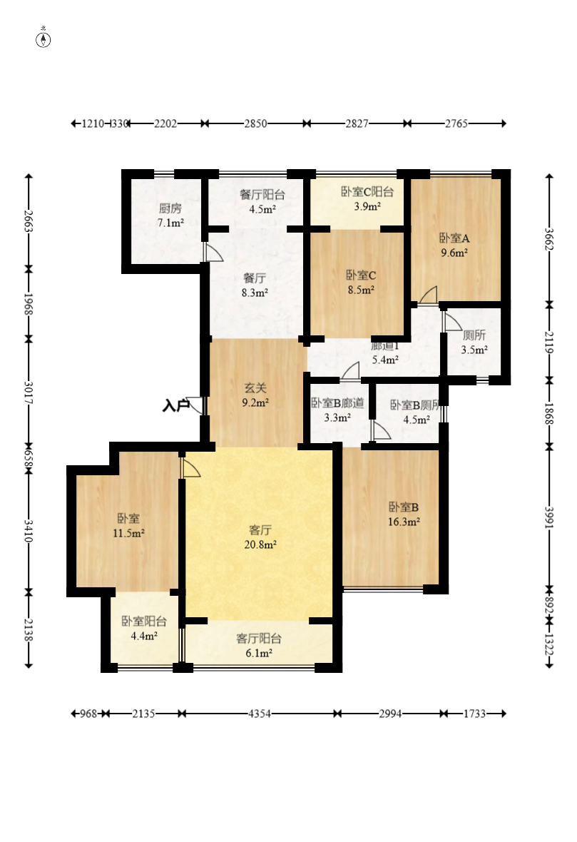 建发电建江山悦  4室2厅2卫   235.00万室内图1