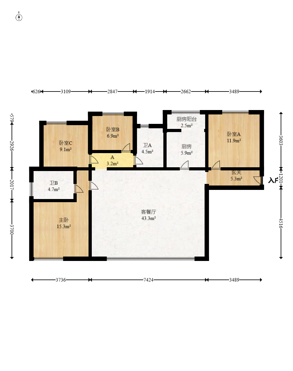 保利西海岸A区  4室2厅2卫    278.0万室内图1