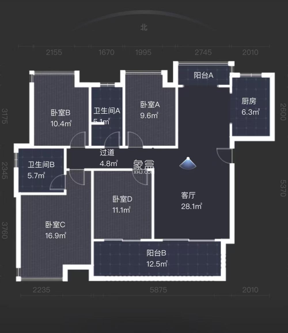 长房湘江府  4室2厅2卫   107.00万