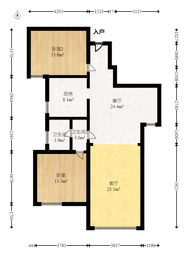 福天星中心(福天星雅苑) 3室2厅1卫 109.5万 福天星中心(福天星雅苑) 3室2厅1卫 109.5万户型图