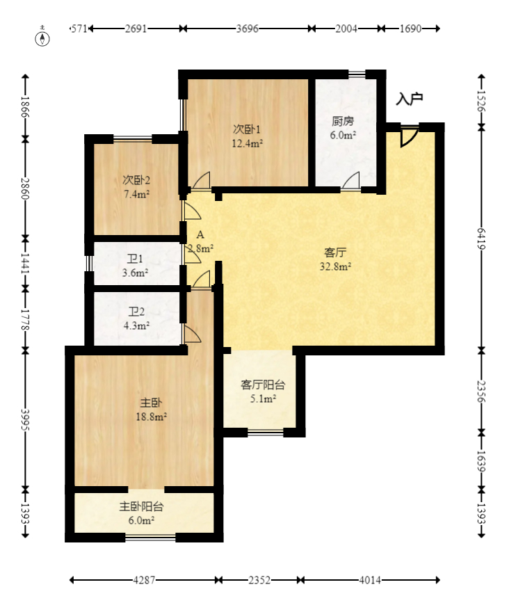 锦璨家园 3室2厅2卫 59.00万 锦璨家园 3室2厅2卫 59.00万户型图