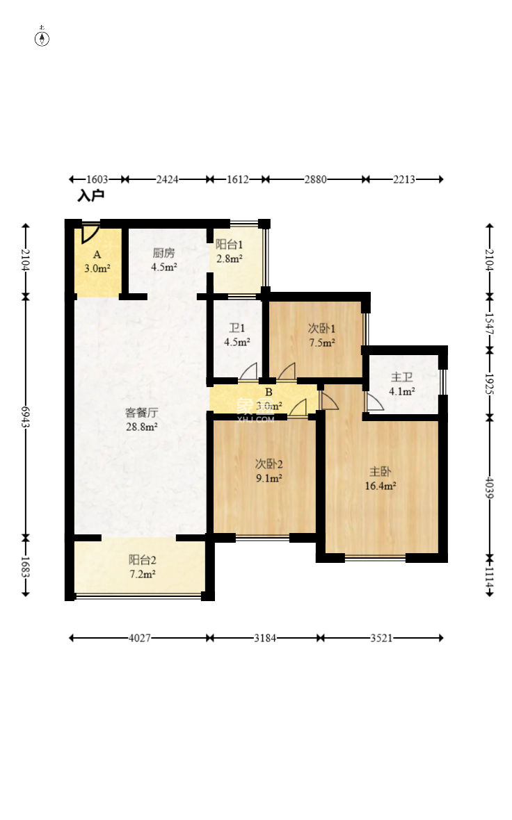 山语城三期  3室2厅2卫   85.00万