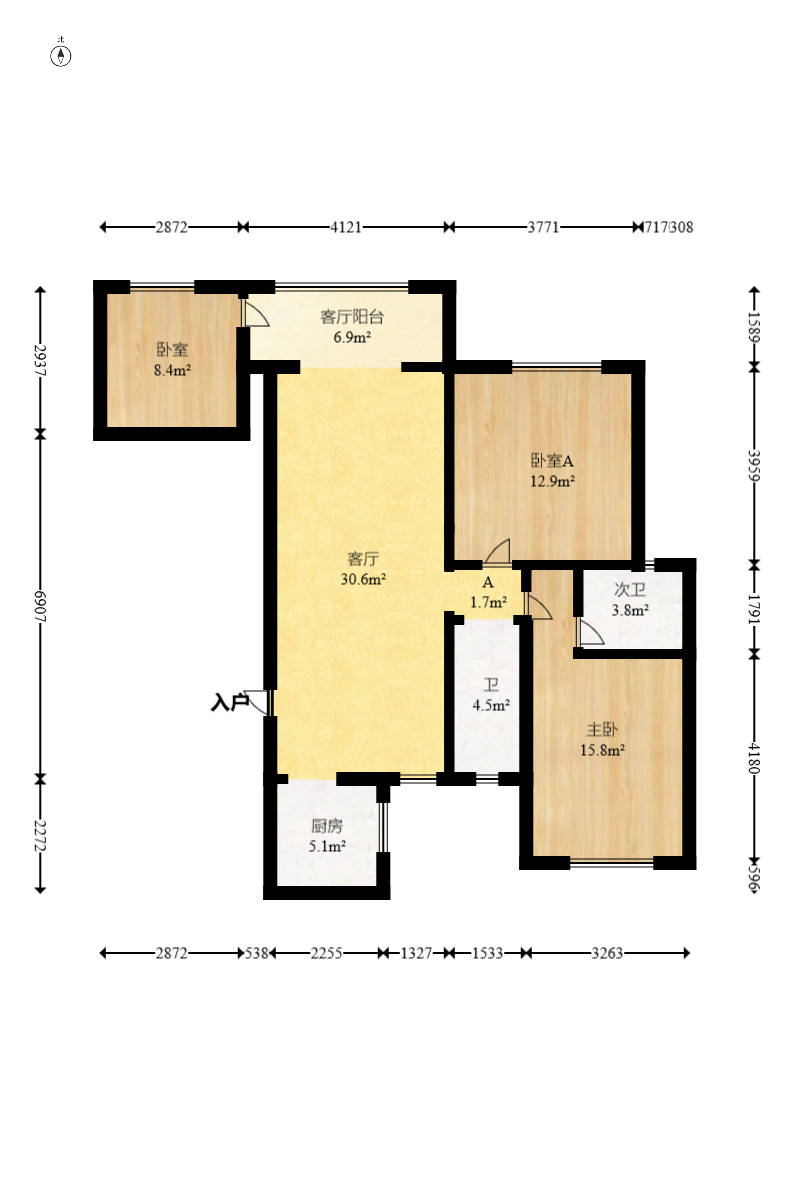 楚天世纪城西苑 3室2厅2卫 79.8万 楚天世纪城西苑 3室2厅2卫 79.8万户型图