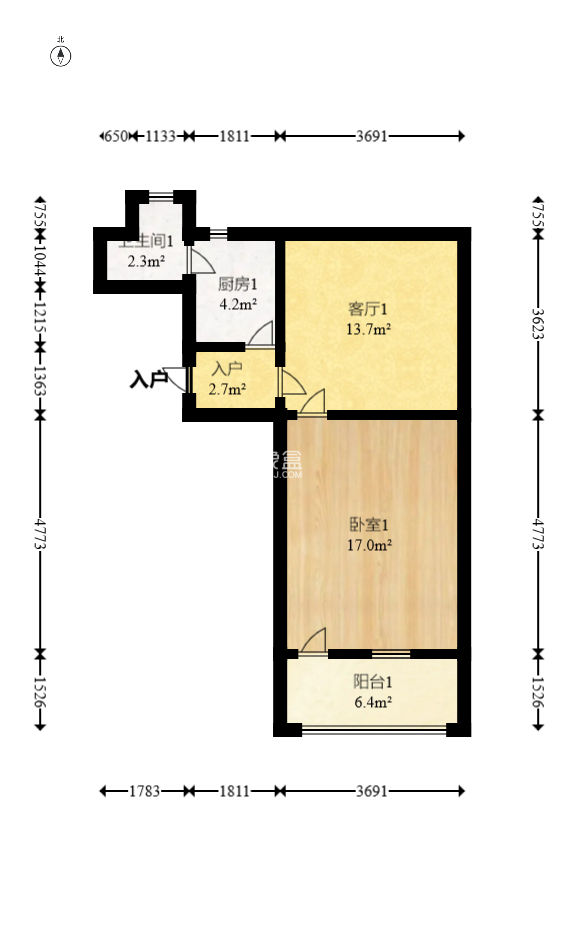 红龙庙小区  1室1厅1卫   36.00万
