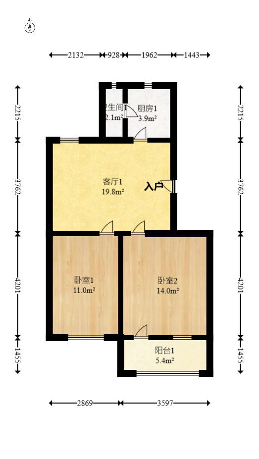湘农桥社区  2室1厅1卫   55.00万室内图1