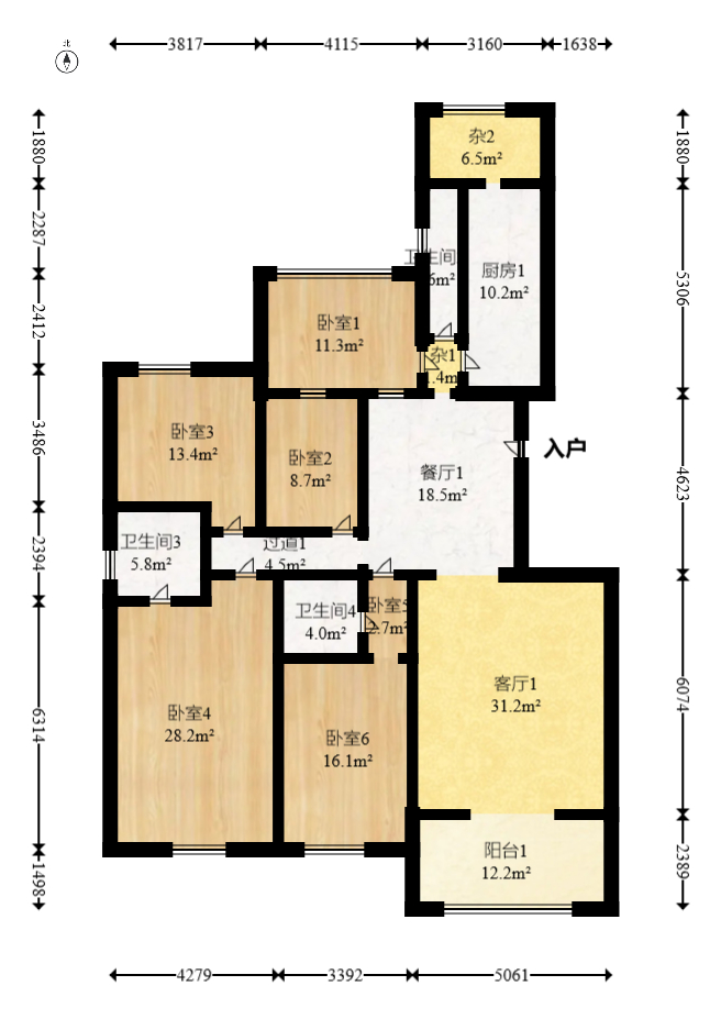 建鸿达华都（华都小户型及大华写字楼）  4室2厅3卫   356.00万室内图1