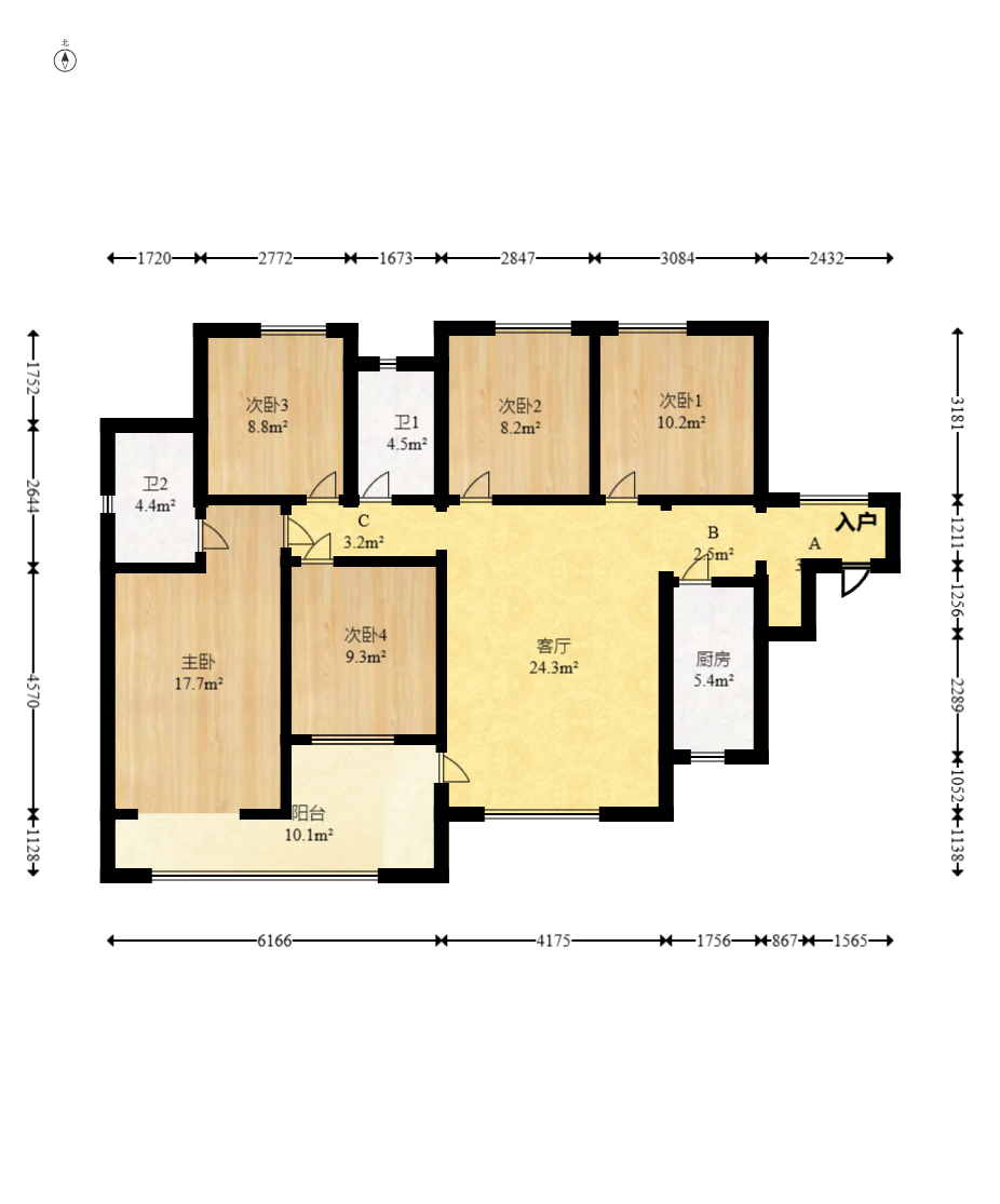 星湖湾一期高层  3室2厅1卫    105.0万 星湖湾一期高层  3室2厅1卫    105.0万户型图