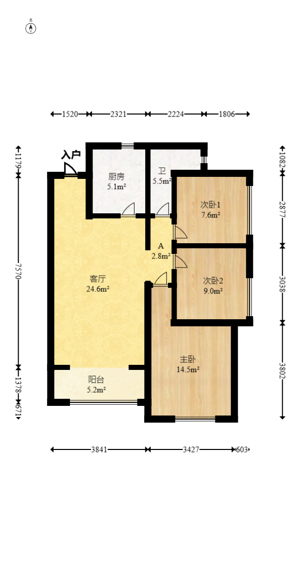星湖湾二期高层 3室2厅1卫 66.8万 星湖湾二期高层 3室2厅1卫 66.8万户型图