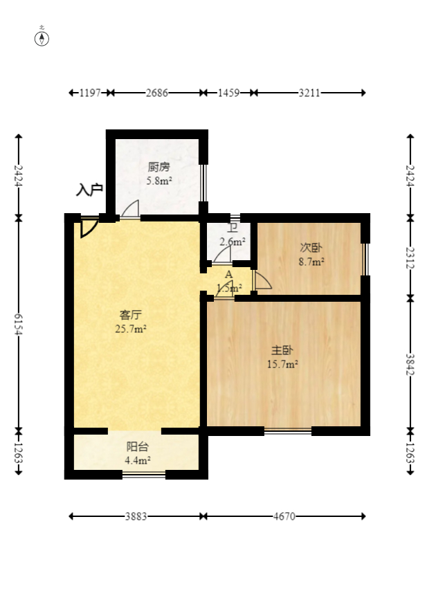 广泰家园  2室1厅1卫   49.80万室内图1