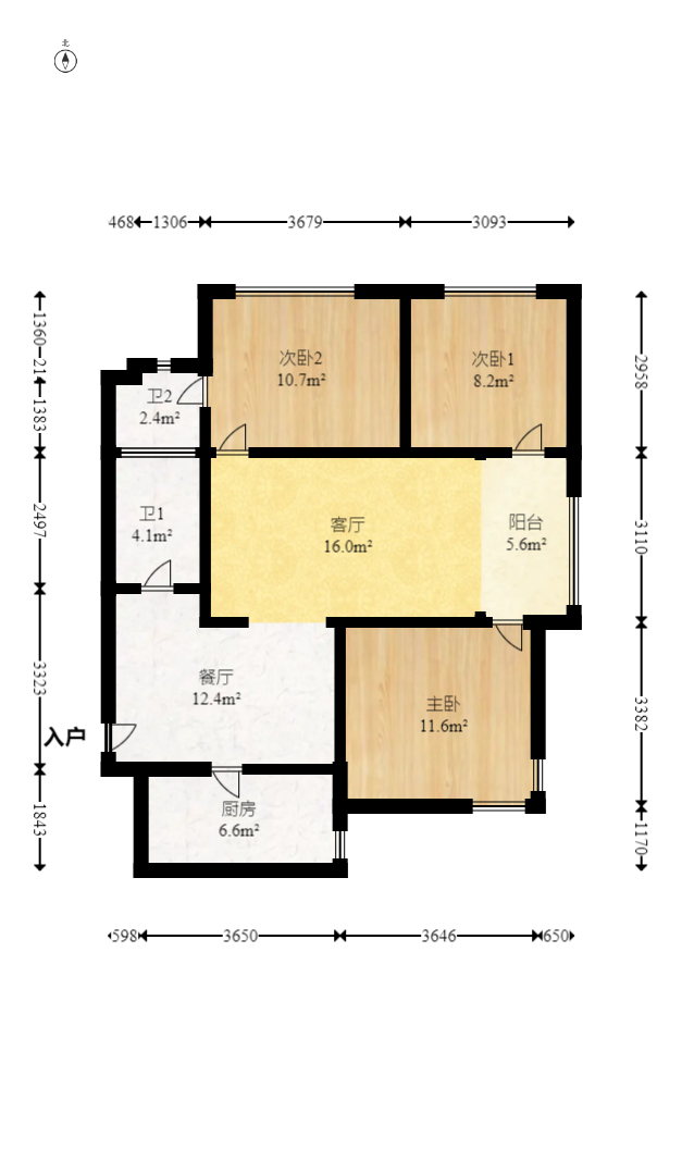 恒基凯旋门三期 3室2厅2卫 96.8万 恒基凯旋门三期 3室2厅2卫 96.8万户型图