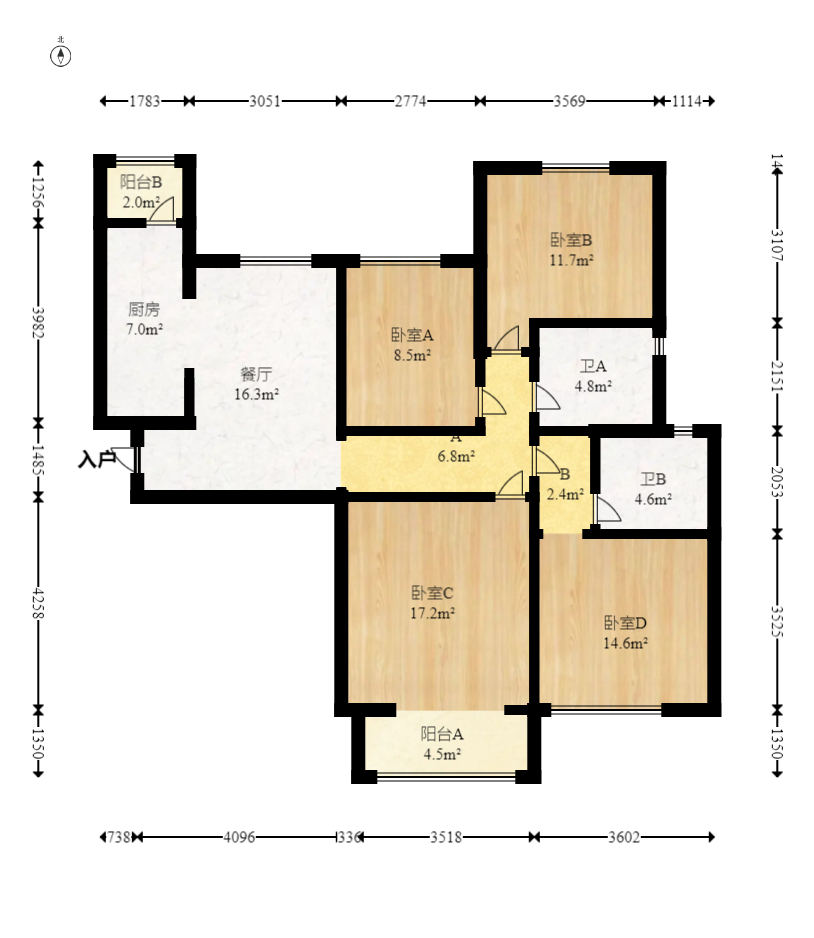 恒大雅苑 3室2厅2卫 100.0万 恒大雅苑 3室2厅2卫 100.0万户型图