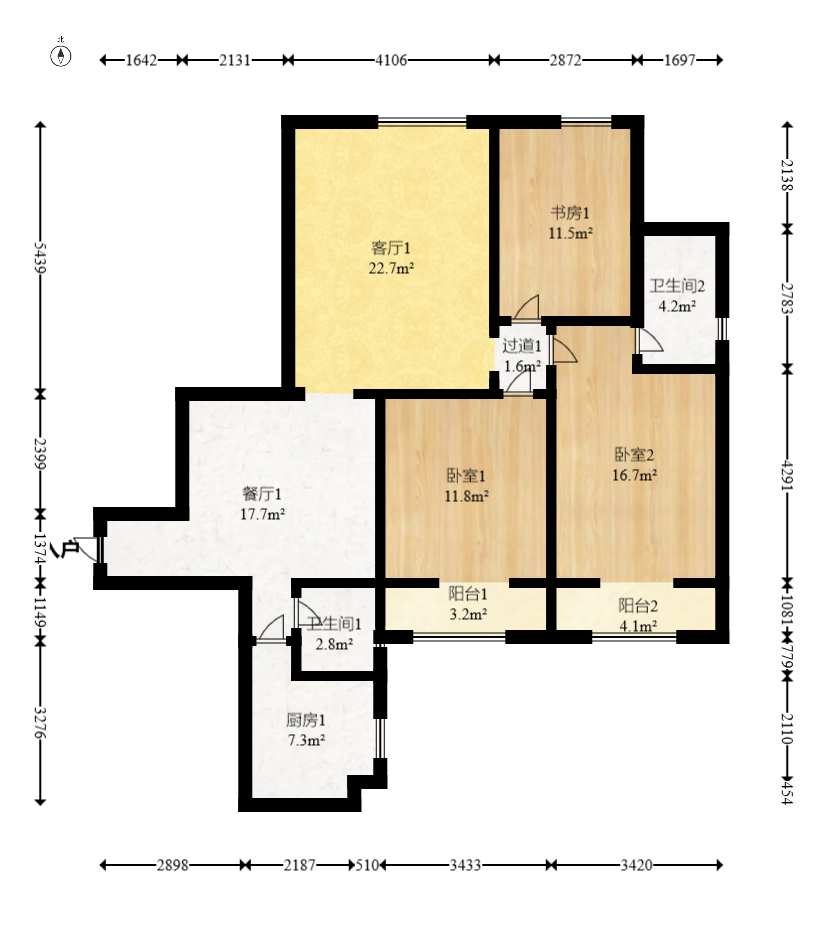 佳逸豪园  3室2厅1卫    129.99万室内图1