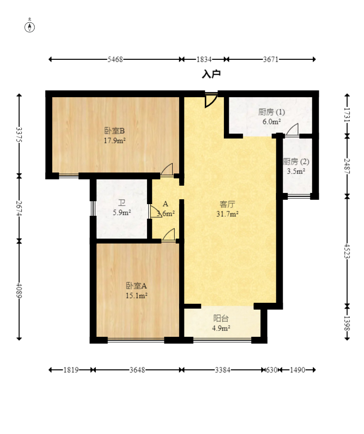 金茂梅溪湖 2室2厅1卫 147.0万 金茂梅溪湖 2室2厅1卫 147.0万户型图