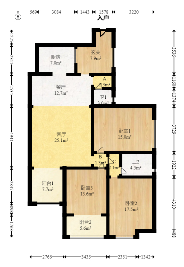东来苑  3室2厅1卫    135.0万 东来苑  3室2厅1卫    135.0万户型图