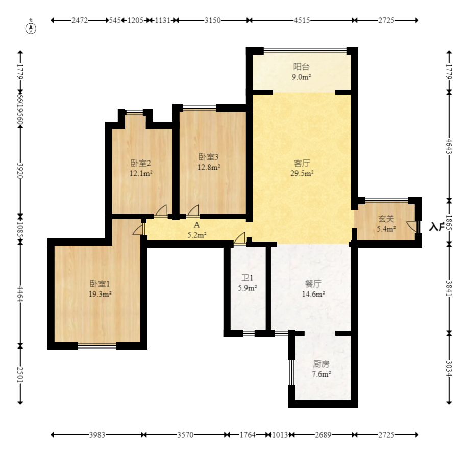 长房白沙湾 4室2厅2卫 156.0万 长房白沙湾 4室2厅2卫 156.0万户型图