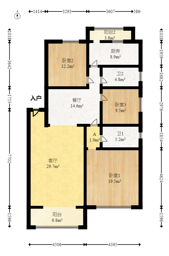 锦绣中星  3室2厅2卫   84.00万室内图1