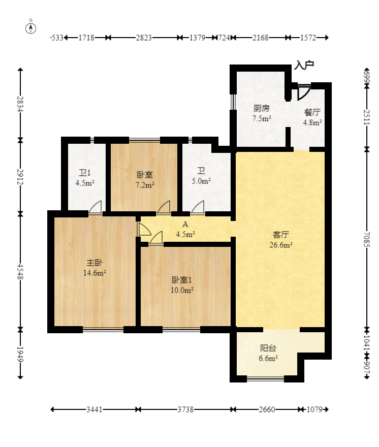碧桂园翘楚棠 3室2厅2卫 79.8万 碧桂园翘楚棠 3室2厅2卫 79.8万户型图