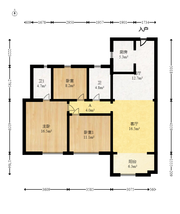 碧桂园翘楚棠  3室2厅2卫    119.99万室内图1