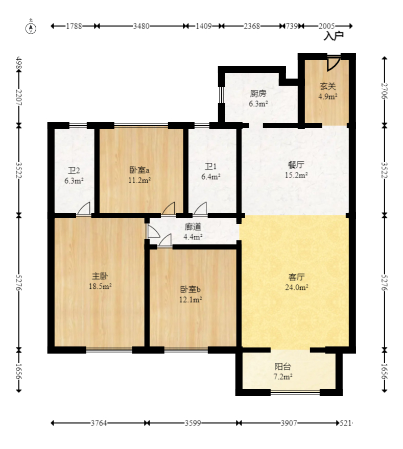 时代梅溪领峰  3室2厅2卫   230.00万室内图1