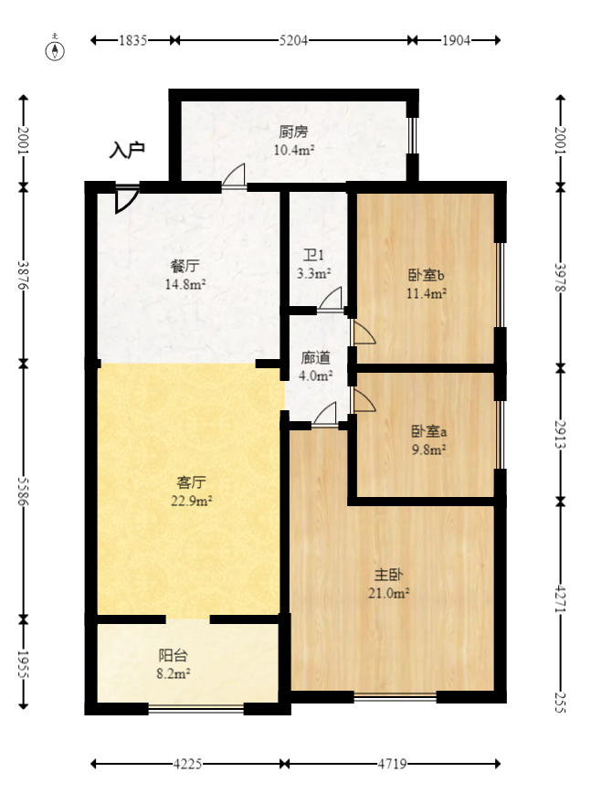 骑龙大街（骑龙苑）  3室2厅1卫   91.00万室内图1