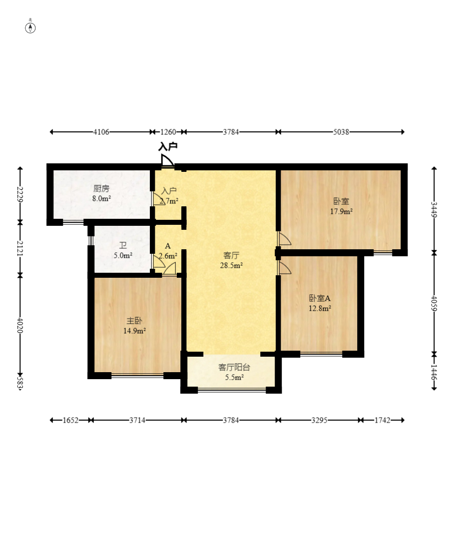 运达锦绣广场  3室2厅1卫    110.0万 运达锦绣广场  3室2厅1卫    110.0万户型图