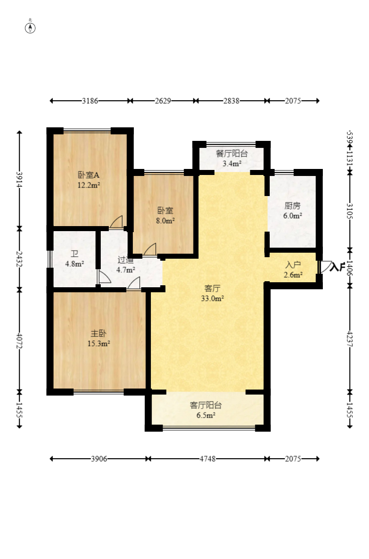 永宏万家里 3室1厅1卫 79.8万 永宏万家里 3室1厅1卫 79.8万户型图
