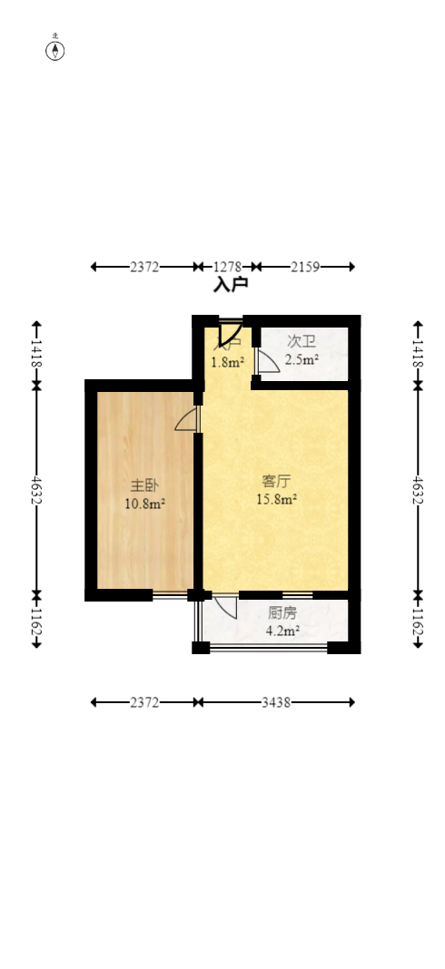 大骅商厦  1室1厅1卫    37.0万室内图1