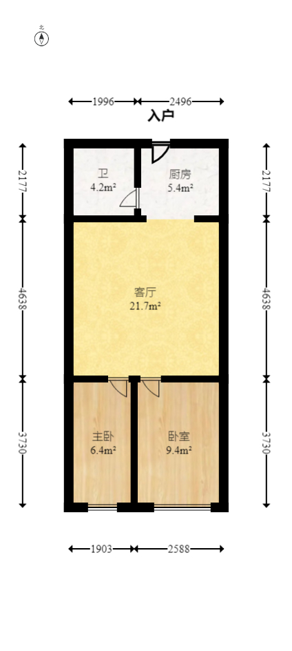 朝阳银座  2室1厅1卫   50.00万室内图1