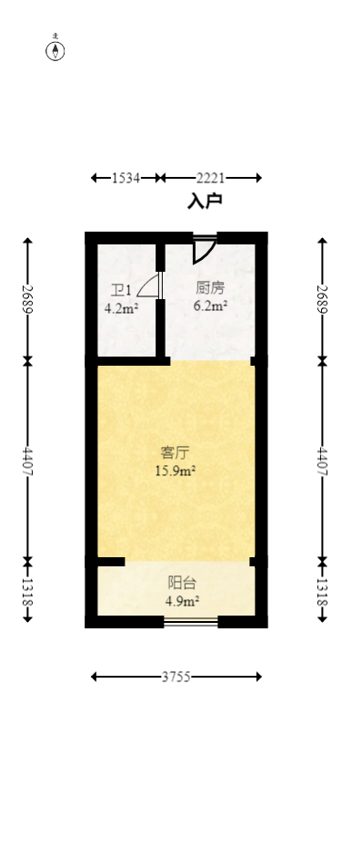 明大佳园  1室1厅1卫   45.00万室内图1