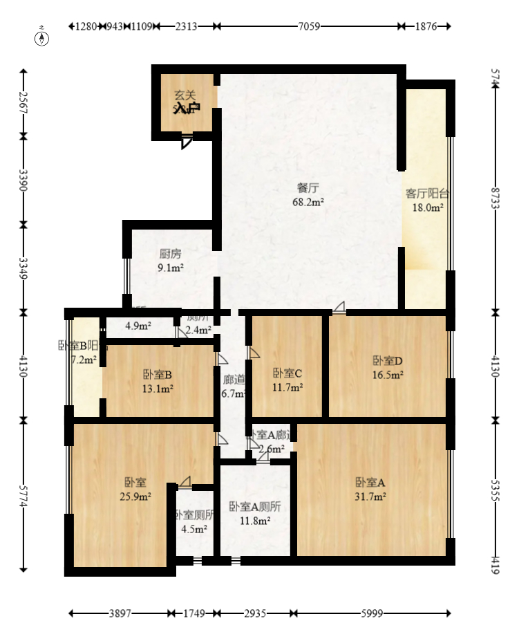 建发电建江山悦  4室2厅3卫   620.00万室内图1
