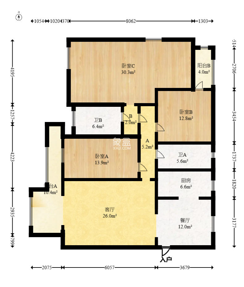 华盛新外滩  4室2厅2卫    180.0万 华盛新外滩  4室2厅2卫    180.0万户型图