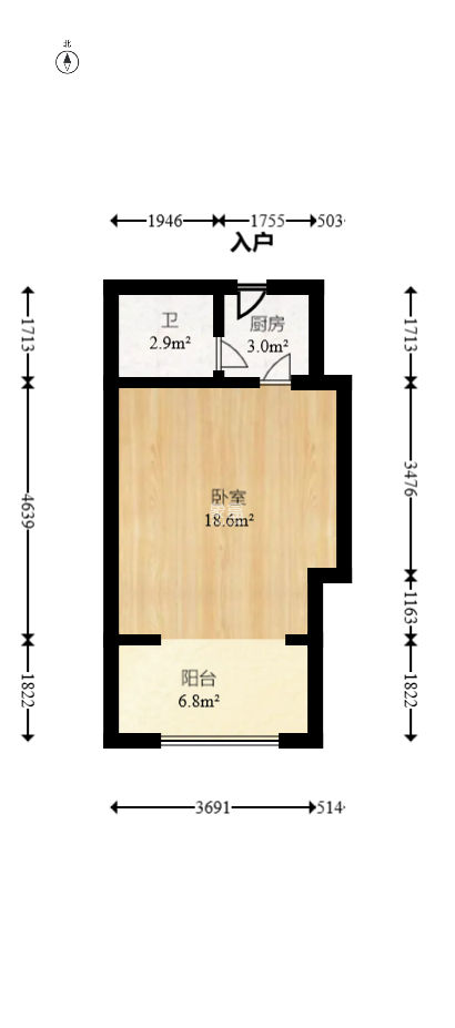 观园国际公寓  1室1厅1卫    32.0万