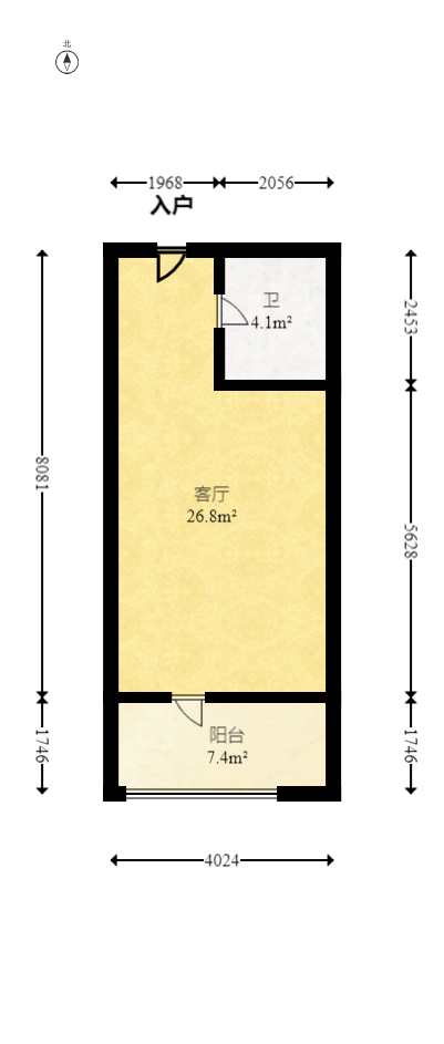 望兴景园二期（望兴西西里）  1室1厅1卫   40.00万室内图1